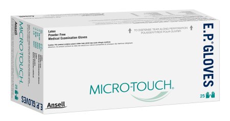 Ansell Exam Glove Micro-Touch® E.P.® Medium Sterile Pair Latex Extended Cuff Length Fully Textured Ivory Not Chemo Approved - M-631109-4471 - Case of 4