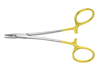 Miltex Needle Holder 5 Inch Length Serrated Jaw One Angled, Offset Ring, Ring Handle - M-633060-3355 - Each