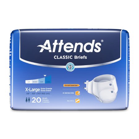 Attends Healthcare Products Unisex Adult Incontinence Brief Attends® Classic X-Large Disposable Heavy Absorbency - M-633841-2372 - Bag of 20