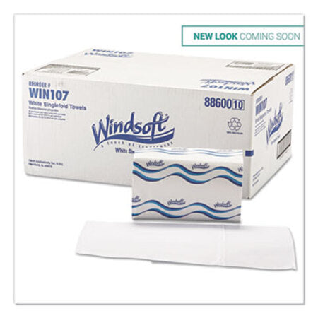 Windsoft® Singlefold Towels, 1 Ply, 9.5 x 9, White, 250/Pack, 16 Packs/Carton