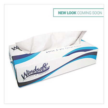 Windsoft® Facial Tissue, 2 Ply, White, Flat Pop-Up Box, 100 Sheets/Box, 30 Boxes/Carton