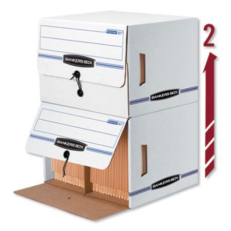 Bankers Box® SIDE-TAB Storage Boxes, Letter Files, White/Blue, 12/Carton
