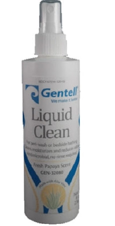 Gentell Rinse-Free Body Wash Liquid Clean® Liquid 8 oz. Pump Bottle Papaya Scent