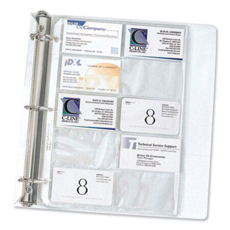 C-Line® Business Card Binder Pages, Holds 20 Cards, 8 1/8 x 11 1/4, Clear, 10/Pack