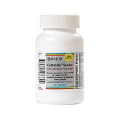 Major Pharmaceuticals Multivitamin Supplement CertaVite® Senior Vitamin A / Ascorbic Acid / Calcium 2500 IU - 220 mg - 60 mg Strength Tablet 60 per bottle