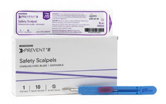 Safety Scalpel McKesson Prevent® B No. 15 Stainless Steel / Plastic Sensory Grip Handle Sterile Disposable - M-635560-2210 - Box of 10