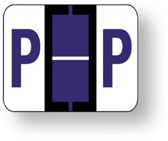 United Ad Label Pre-Printed Label Chart Tab Purple Fluorescent Paper P | P Purple Alpha Series 1 X 1-1/4 Inch - M-636001-3282 - Roll of 1