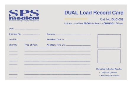 SPS Medical Supply Sterilization Load Record Card Dual™ Steam / EO Gas