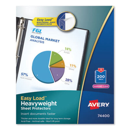 Avery® Top-Load Poly Sheet Protectors, Heavy, Letter, Diamond Clear, 200/Box