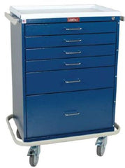 Harloff Treatment Cart Classic Line Steel 41.5 X 22 X 32 Inch Light Blue Four - 3 Inch, One -6 Inch, One - 12 Inch: 23 X 17 Inch