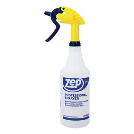 Zep Commercial® Professional Spray Bottle w/Trigger Sprayer, 32 oz, Clear Plastic