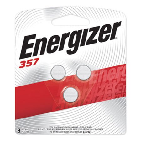 Energizer® 357/303 Silver Oxide Button Cell Battery, 1.5V, 3/Pack