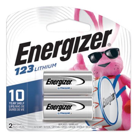 Energizer® 123 Lithium Photo Battery, 3V, 2/Pack