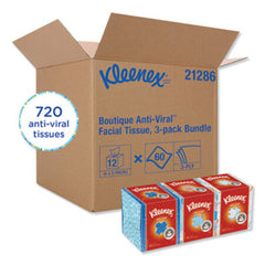 Kleenex® Boutique Anti-Viral Facial Tissue, 3-Ply, White, Pop-Up Box, 60 Sheets/Box, 3 Boxes/Pack, 4 Packs/Carton