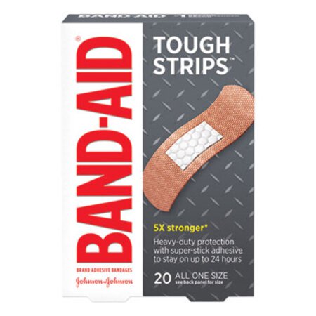 Band-Aid® Flexible Fabric Adhesive Tough Strip Bandages, 1" x 3.25", 20/Box