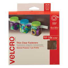 Velcro® Brand Sticky-Back Fasteners, Removable Adhesive, 0.75" x 15 ft, Clear