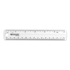 Westcott® Transparent Shatter-Resistant Plastic Ruler, Clear, 6"