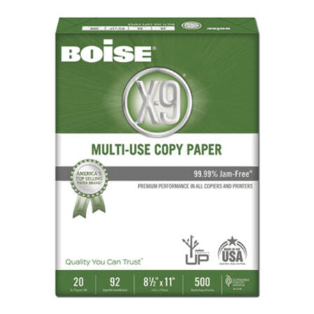 Boise® X-9 Multi-Use Copy Paper, 92 Bright, 20lb, 8.5 x 11, White, 500 Sheets/Ream, 5 Reams/Carton