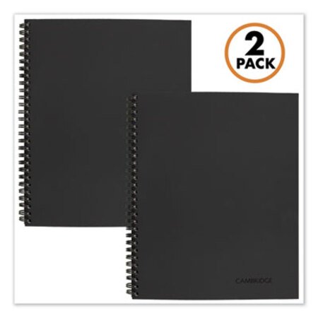 Cambridge® Wirebound Meeting Notes Notebook Plus Pack, Black, 11 x 8.88, 80 Sheets, 2/Pack