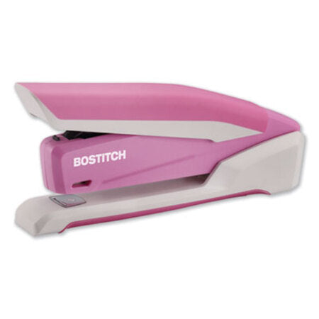 Bostitch® InCourage Spring-Powered Desktop Stapler, 20-Sheet Capacity, Pink/White