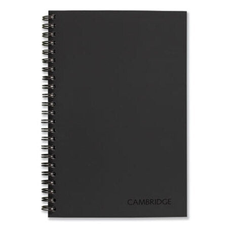 Cambridge® Wirebound Business Notebook, Wide/Legal Rule, Black Cover, 8 x 5, 80 Sheets