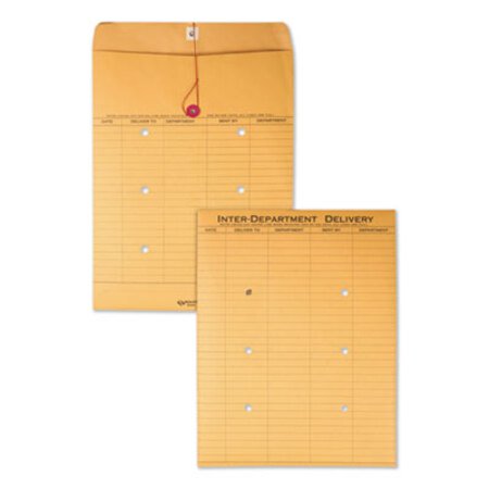 Quality Park™ Brown Kraft String and Button Interoffice Envelope, #97, Two-Sided Five-Column Format, 10 x 13, Brown Kraft, 100/Carton