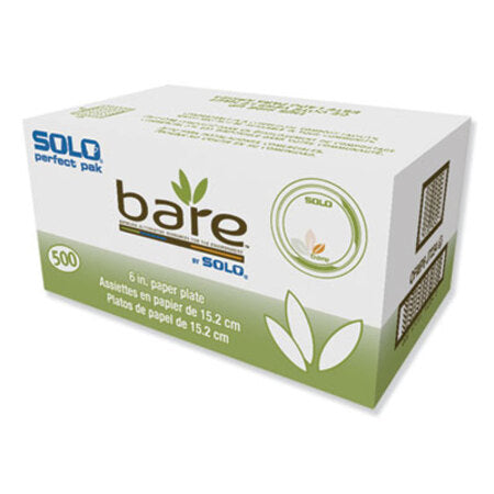 Dart® Bare Paper Eco-Forward Dinnerware, 6" Plate, Green/Tan, 500/Carton