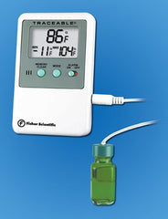PANTek Technologies LLC Digital Refrigerator / Freezer Thermometer with Alarm Fisherbrand™ Traceable® Fahrenheit / Celsius -58° to +158°F (-50° to +70°C) Bottle Probe Door / Wall Mount Battery Operated