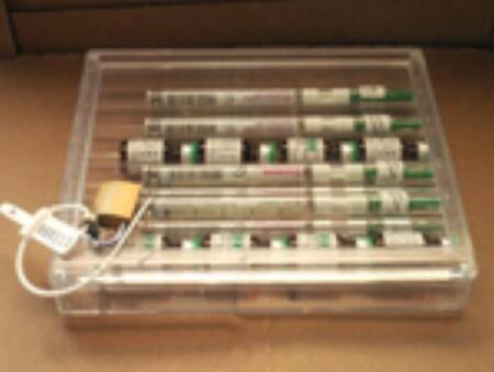 Moore Medical Drug Vial Storage Box ABS / Acrylic Lid 6 Slots / 7 X 3/4 X 3/4 Inch Key Lock