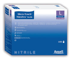 Ansell Exam Glove Micro-Touch® Small Sterile Pair Nitrile Extended Cuff Length Textured Fingertips Blue Chemo Tested - M-640515-1450 - Case of 4