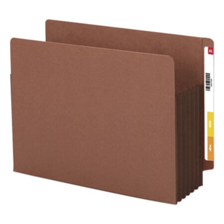 Smead® Redrope Drop-Front End Tab File Pockets w/ Fully Lined Colored Gussets, 5.25" Exp, Letter Size, Redrope/Dark Brown, 10/Box