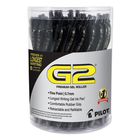 Pilot® G2 Premium Retractable Gel Pen, Fine 0.7 mm, Black Ink/Barrel, 36/Pack