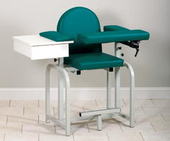 Clinton Industries Blood Drawing Chair with Drawer Lab X Series Extra Tall Single Adjustable Flip Up Armrest Cream