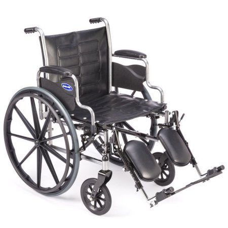 Invacare Bariatric Wheelchair Tracer® IV Heavy Duty Dual Axle Desk Length Arm Removable Padded Arm Style Footrest Midnight Blue Upholstery 24 Inch Seat Width 350 lbs. Weight Capacity