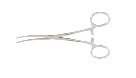 Miltex Hemostatic Forceps Miltex® Bainbridge 6 Inch Length OR Grade German Stainless Steel NonSterile Ratchet Lock Finger Ring Handle Curved Cross Serrated Tips with Longitudinal Grooves - M-642201-1352 - Each