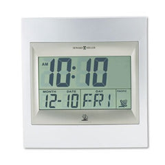 Howard Miller® TechTime II Radio-Controlled LCD Wall or Table Alarm Clock, 8.75" x 9.25", Silver/Titanium Case, 1 AA (sold separately)