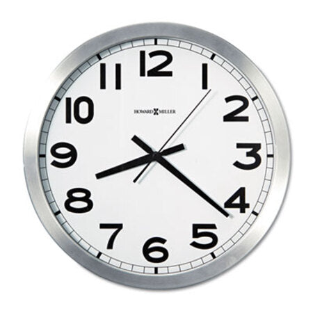 Howard Miller® Spokane Wall Clock, 15.75" Overall Diameter, Silver Case, 1 AA (sold separately)