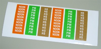 Color Coding Label - Noon, PM & HS - 1,500 Labels