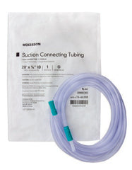 Suction Connector Tubing McKesson 20 Foot Length 0.25 Inch ID Sterile Female / Male Connector Clear Ribbed OT Surface PVC