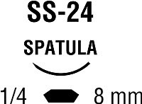 Suture with Needle Surgidac Nonabsorbable Uncoated White Suture Braided Polyester Size 5 - 0 18 Inch Suture Double-Armed 8 mm Length 1/4 Circle Spatula Needle