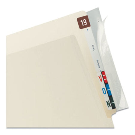 Tabbies® Self-Adhesive Label/File Folder Protector, End Tab, 2 x 8, Clear, 100/Box