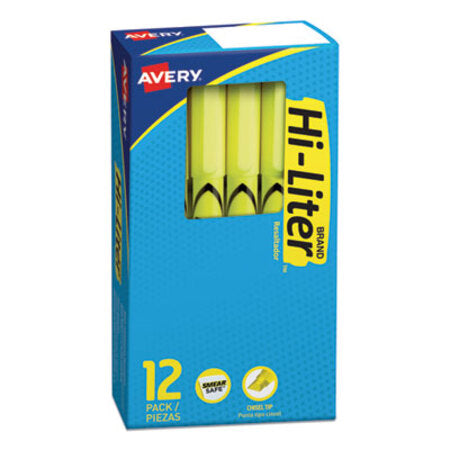 Avery® HI-LITER Pen-Style Highlighters, Chisel Tip, Fluorescent Yellow, Dozen