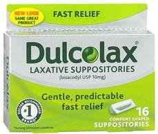 Boehringer Ingelheim Laxative Dulcolax® Suppository 16 per Box 10 mg Strength Bisacodyl USP