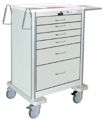 Waterloo Industries Treatment Cart Aluminum 24.25 X 31.5 X 41.75 Inch Light Gray / Red 22.25 X 16.75 Inch Drawer, Four 3 Inch, One 6 Inch, One 9 Inch