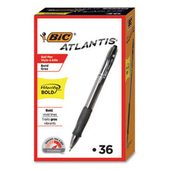 Bic® Velocity Atlantis Bold Retractable Ballpoint Pen Value Pack, 1.6 mm, Black Ink and Barrel, 36/Pack