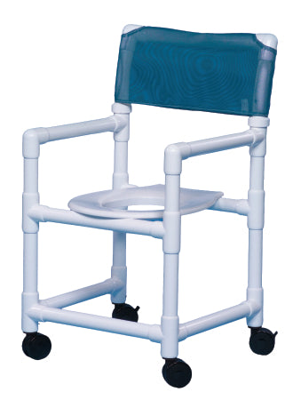 IPU Commode / Shower Chair Standard Fixed Arm PVC Frame Mesh Back 17-1/4 Inch Seat Width