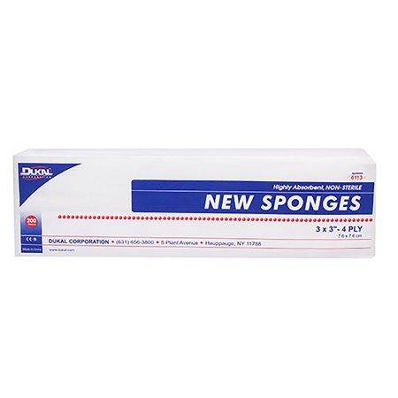 Dukal Nonwoven Sponge Dukal™ Polyester / Rayon 4-Ply 3 X 3 Inch Square NonSterile