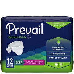First Quality Unisex Adult Incontinence Brief Prevail® Bariatric A 2X-Large Disposable Heavy Absorbency - M-653235-2010 - Bag of 12