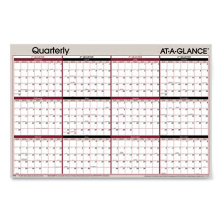 AT-A-GLANCE® Vertical/Horizontal Erasable Quarterly Wall Planner, 24 x 36, 2021