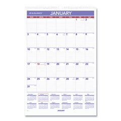 AT-A-GLANCE® Monthly Wall Calendar with Ruled Daily Blocks, 15.5 x 22.75, White, 2021